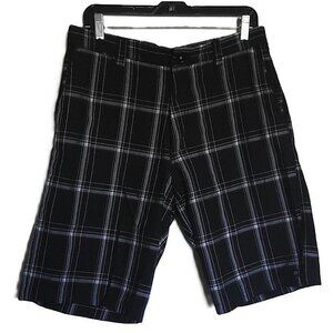 Ocean Current Men's Bermuda Shorts Black & White Plaid W/ Pockets EUC Sz 34